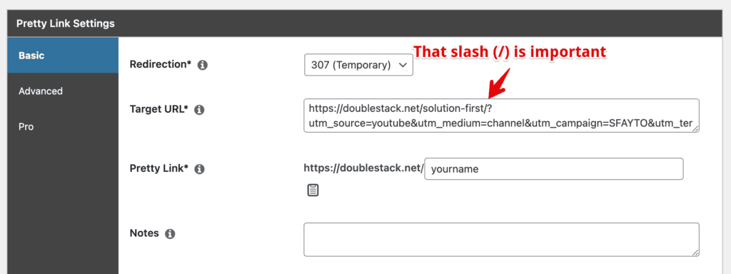 Screenshot from Pretty Links in WordPress Admin